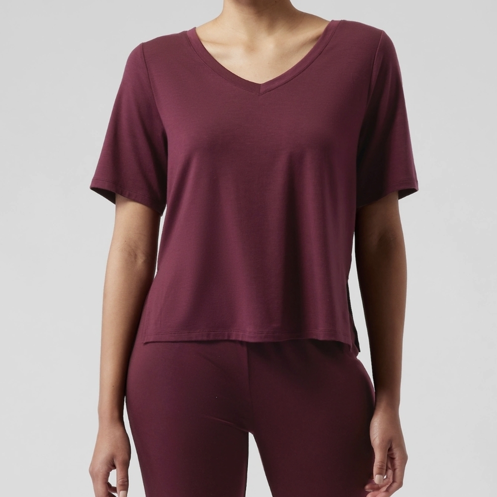 Athleta Nighttime Bliss Sleep Lounge T Short Sleeve Relaxed Fit Hot Pink XL NWT - Picture 3 of 13